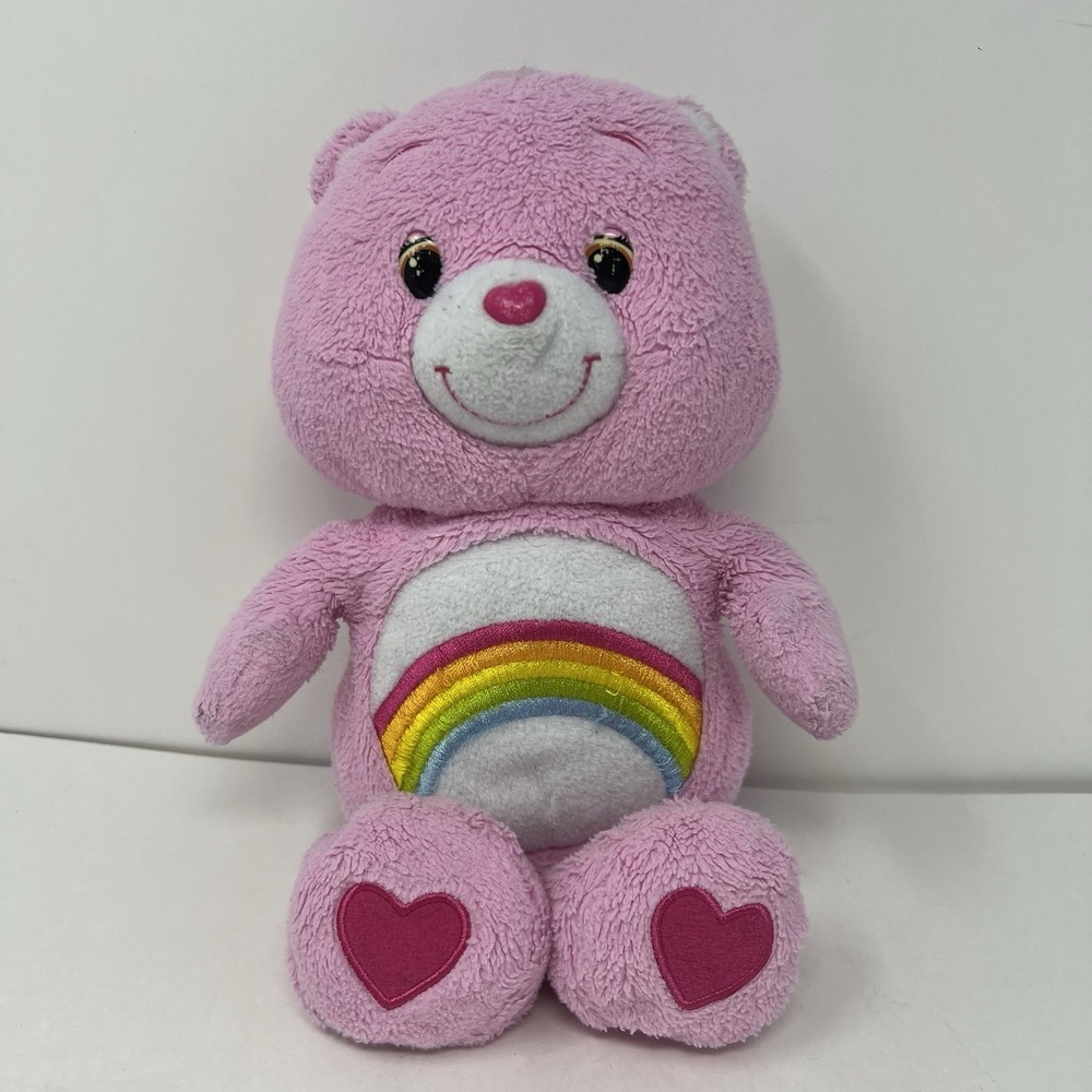 Care Bears Cheer Bear Rainbow Plush Pink Stuffed Animal‎ Soft Collectible Toy